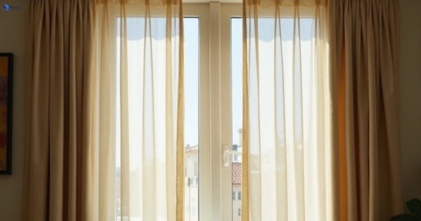 Dusty and dull curtains in camira before steam cleaning